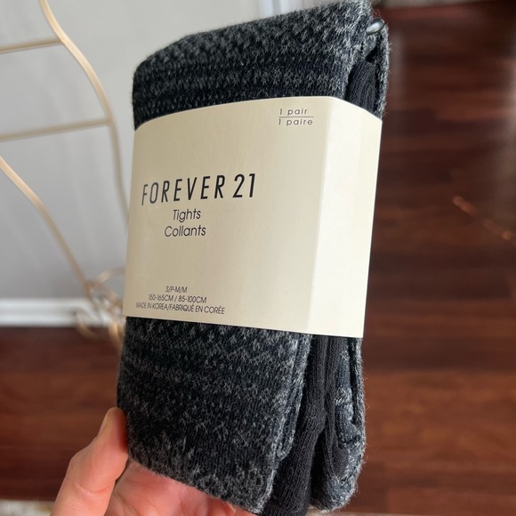 NWT Forever 21 knit tights women’s small-medium grey and black - Picture 2 of 3